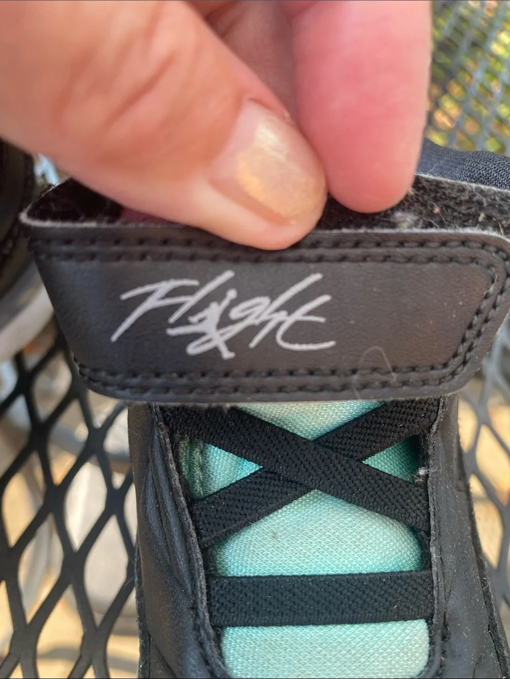 Preowned toddler boy Black and Mint Jordan 'Flight' High-Top Sneakers 8 C good